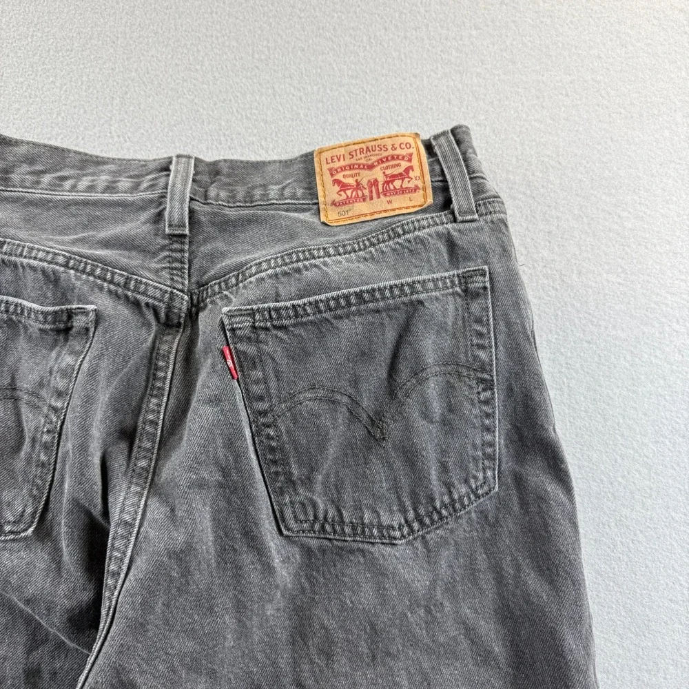 Levi Strauss & Co 501 Jeans Men 34 Grey Raw Hem Straight Leg 29x25